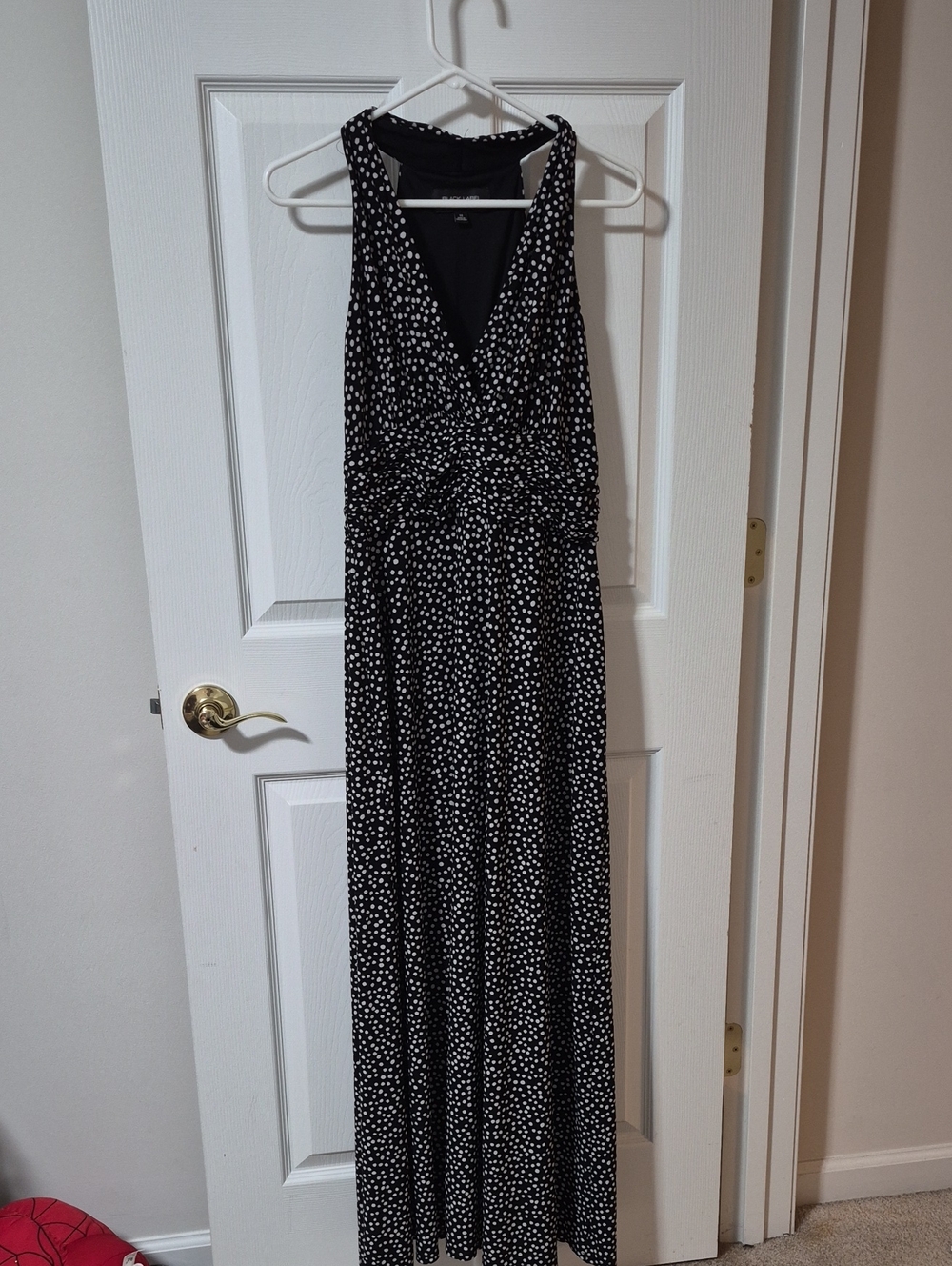 Evan Picone Black and White Polka Dot Maxi Dress